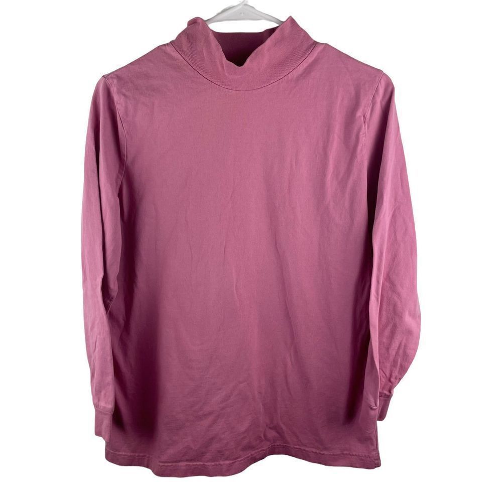 Vintage Only Necessities Pink 100% Cotton Mock Neck Long Sleeve Shirt Size M